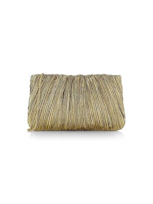 Women's Brit Metallic Pleated Clutch-On-Chain - Oro