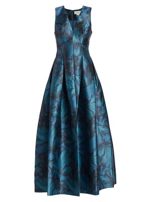 Women's Brooke Printed Mikado Gown - Tonal Petal - Size 8