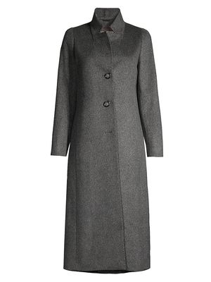 Women's Brushed Cashmere Long Coat - Grey - Size 4