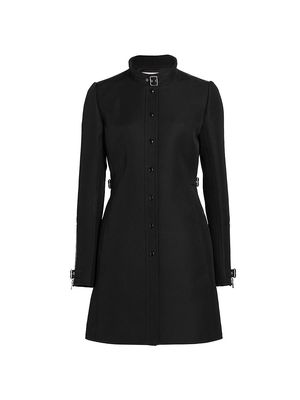 Women's Buckle Twill Coat - Black - Size 6