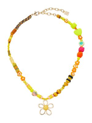Women's Bumble Goldtone & Beaded Flower Pendant Necklace - Brass