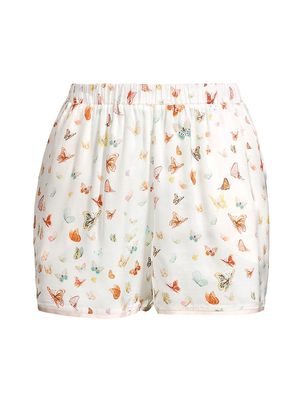 Women's Butterfly Cover-Up Shorts - Snow White - Size Large - Snow White - Size Large