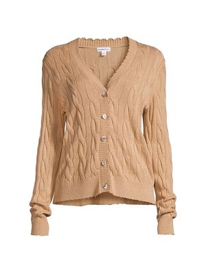 Women's Cable-Knit Cardigan - Camel - Size XS