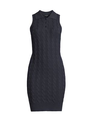 Women's Cable-Knit Minidress - Navy - Size Medium