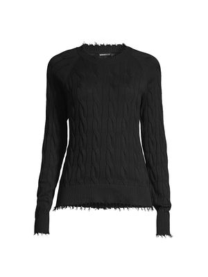 Women's Cable-Knit Sweater - Black - Size XS