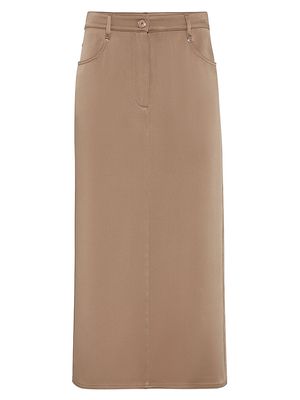 Women's Cady Midi Skirt With Shiny Bartack - Beige - Size 4