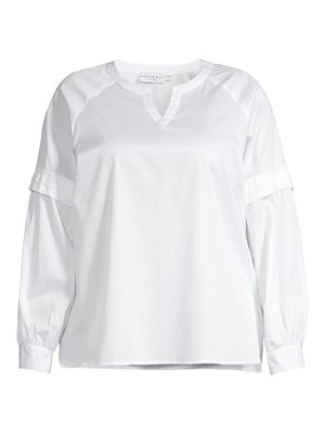 Women's Callet Split-Neck Blouse - White - Size 14 - White - Size 14
