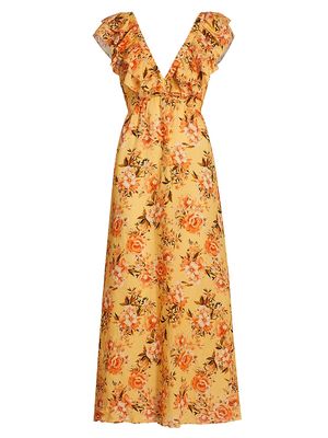 Women's Calypso Amelia Floral Maxi Dress - Yellow Floral - Size XS - Yellow Floral - Size XS