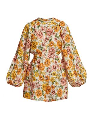 Women's Calypso Sophia Belted Floral Playsuit - Citrus Floral - Size XS - Citrus Floral - Size XS