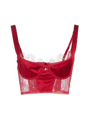 Women's Camaret Lace Underwire Longline Bra - Red - Size Small