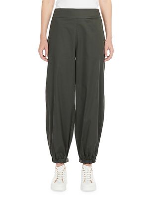 Women's Candela Cotton Trousers - Dark Green - Size 0