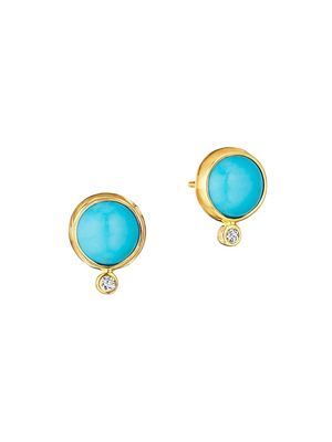 Women's Candy 18K Gold & Turquoise Stud Earrings - Turquoise