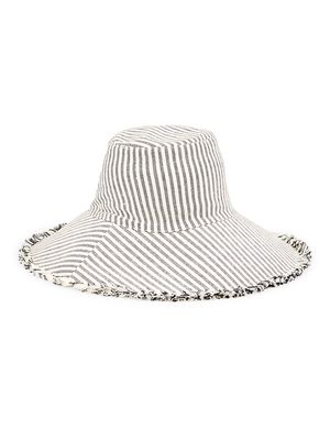 Women's Canvas Packable Wide-Brim Hat - Black Stripe
