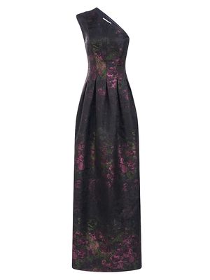 Women's Cara One-Shoulder Gown - Dark Midnight Multi - Size 2