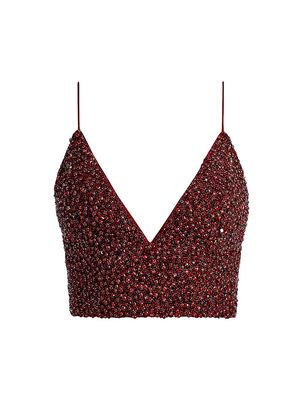 Women's Carli Crystal Embellished Crop Top - Bordeaux - Size 8