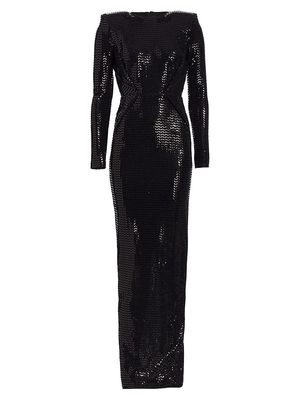 Women's Carmine Open-Back Paillette Gown - Black - Size 2 - Black - Size 2