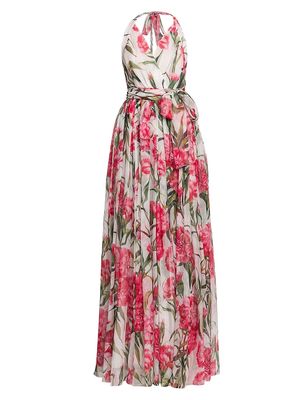 Women's Carnation-Print Halterneck Gown - Size 10