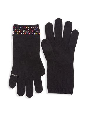 Women's Carolyn Rowan x Stephanie Gottlieb Crystal-Embellished Gloves - Black Rainbow - Black Rainbow