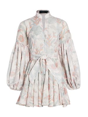 Women's Carta Y Letra Floral Mini Dress - Jardin Tropical Blanco - Size 4