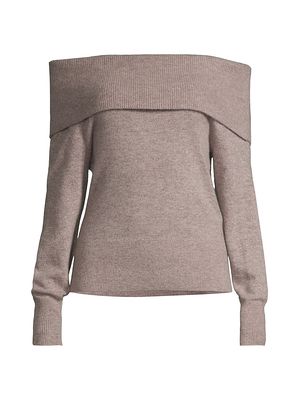 Women's Cashmere Bardot Sweater - Stonewood Heather - Size XS - Stonewood Heather - Size XS
