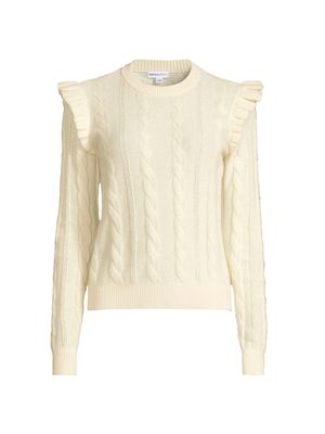 Women's Cashmere Cable-Knit Sweater - Vanilla - Size XS - Vanilla - Size XS