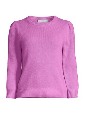 Women's Cashmere Featherweight Puff-Sleeve Top - Neon Mauve - Size Small