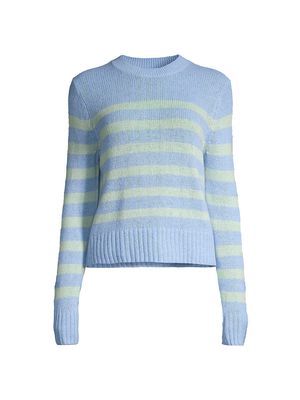 Women's Cashmere Featherweight Striped Sweater - Cornflower Multi - Size Small