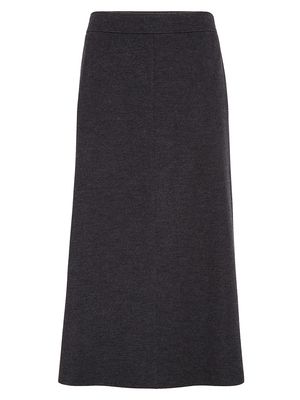 Women's Cashmere Interlock A-Line Midi Skirt - Lignite - Size XXL