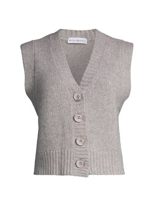 Women's Cashmere Plush Buttoned Vest - Grey Heather - Size Small