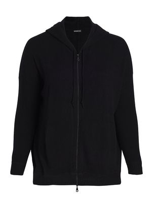 Women's Cashmere Zip-Up Hoodie - Black - Size 14 - Black - Size 14