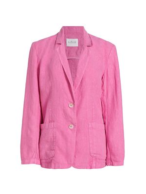 Women's Cassie Linen Two-Button Blazer - Flamingo - Size XS - Flamingo - Size XS