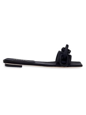 Women's Catena Flat Chain-Embellished Sandals - Black - Size 5 - Black - Size 5