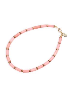 Women's Cecile Goldtone & Sea Bamboo Beaded Anklet - Pink
