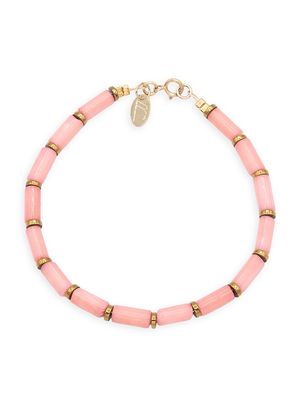 Women's Cecile Goldtone & Sea Bamboo Beaded Bracelet - Pink