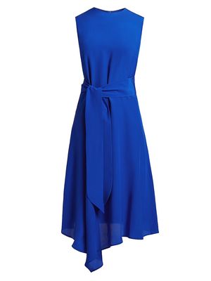 Women's Cecilia Asymmetric Silk Midi-Dress - Electric Blue - Size 10