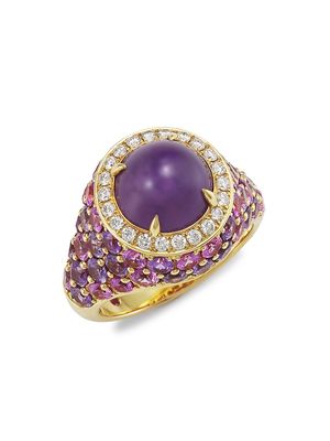 Women's Celebration 18K Rose Gold, Sapphire & Diamond Ring - Purple - Size 7 - Purple - Size 7