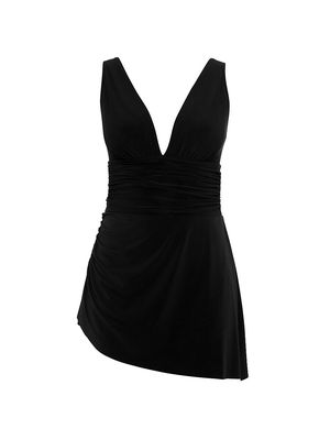 Women's Celine V-Neck Swimdress - Black - Size 16W - Black - Size 16W