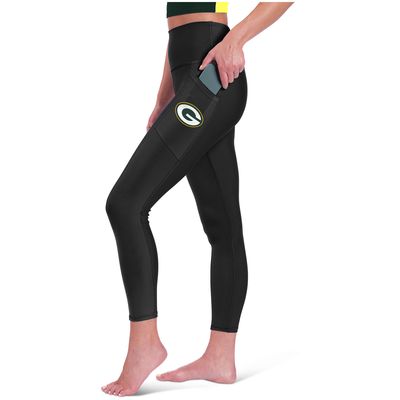 Women's Certo  Black Green Bay Packers High Waist Two-Pocket Leggings