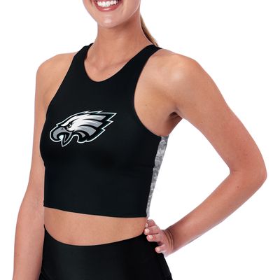 Women's Certo Black Philadelphia Eagles Logo High Neck Midi Bra