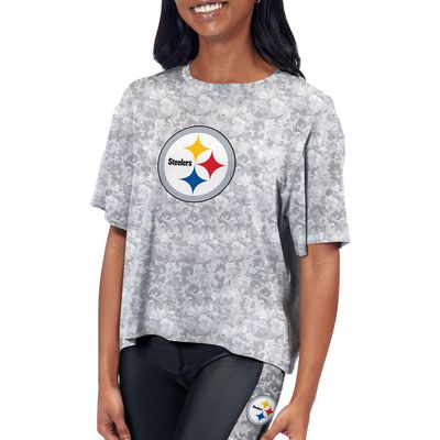 Women's Certo Gray Pittsburgh Steelers Cropped Turnout T-Shirt