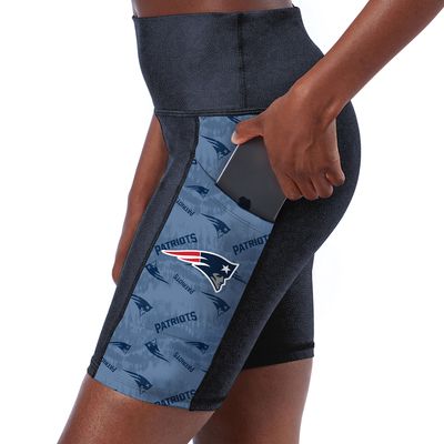 Women's Certo Navy New England Patriots High Waist Two-Pocket Biker Shorts