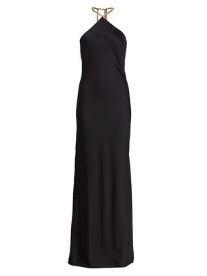 Women's Chain Halter Gown - Black - Size Small - Black - Size Small