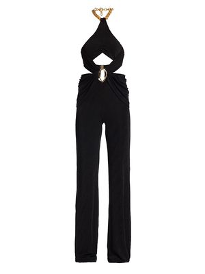 Women's Chain-Link Halterneck Jumpsuit - Black - Size 2 - Black - Size 2