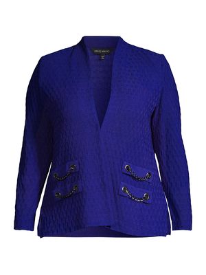 Women's Chain Trim Knit Jacket - Deep Sky - Size 20