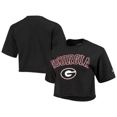 Women's Champion Black Georgia Bulldogs Cropped Boyfriend T-Shirt