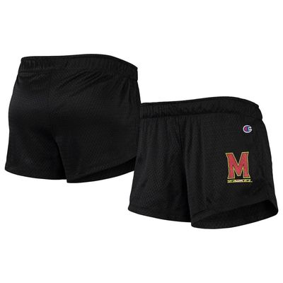 Women's Champion Black Maryland Terrapins Logo Mesh Shorts