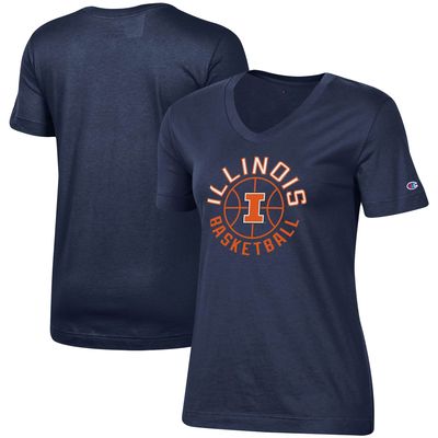 Women's Champion Navy Illinois Fighting Illini Basketball V-Neck T-Shirt