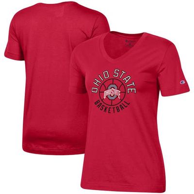 Women's Champion Scarlet Ohio State Buckeyes Basketball V-Neck T-Shirt