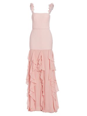 Women's Charlene Ruffle-Embellished Gown - Pale Pink - Size 8