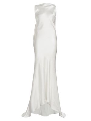 Women's Charles Open-Back Silk Gown - Blanc - Size 4